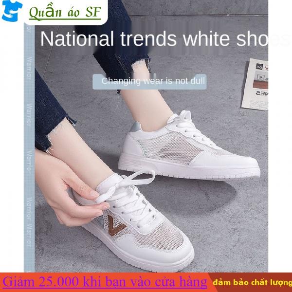 【Quần áo SF】White Shoes Women's Shoes New All-Matching Hollow Breathable Mesh Canvas Sports Board Shoes Mesh Surface Shoes Thin oAPo