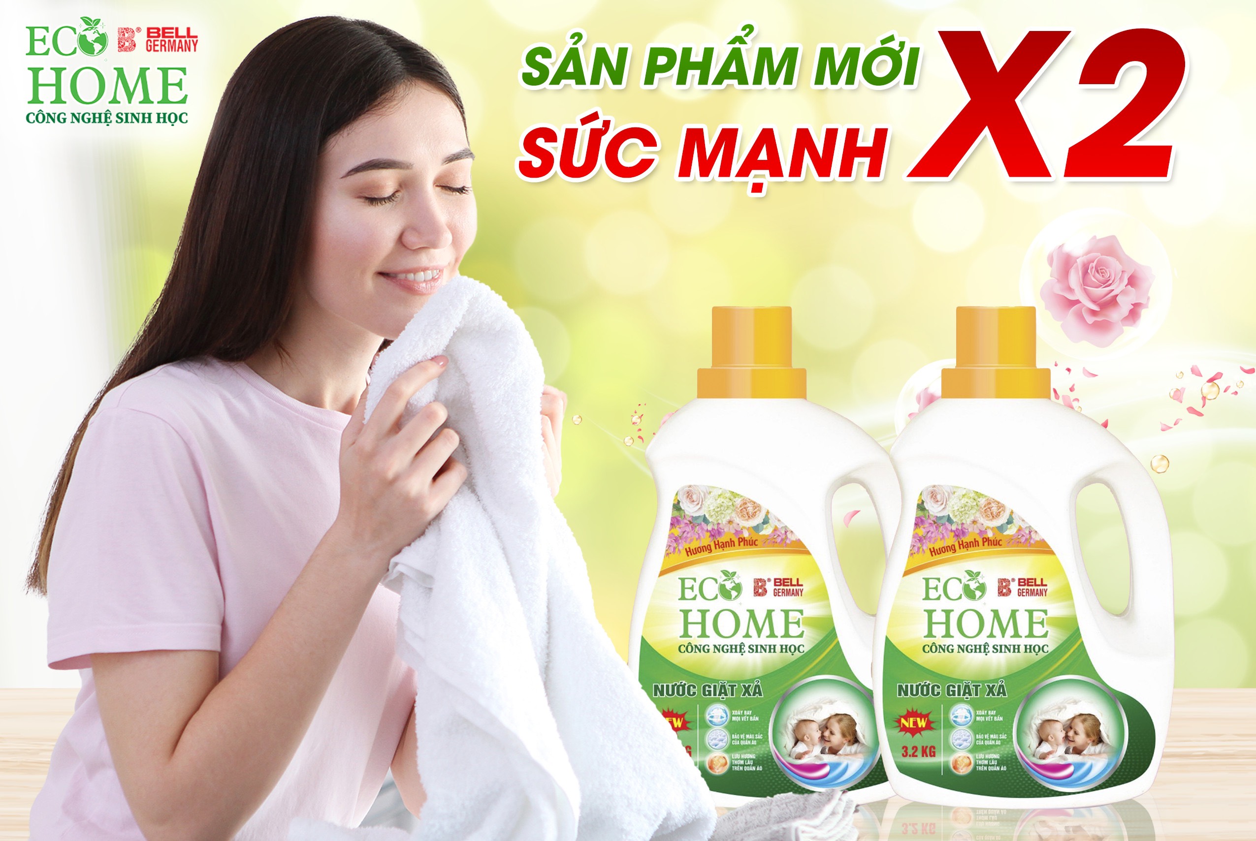 Nước Giặt Xả ECOHOME - Giặt Xả Kim Ngân Store Với Hương Hạnh Phúc Giúp Làm Sạch Quần Áo, Lưu Hương Thơm Lâu