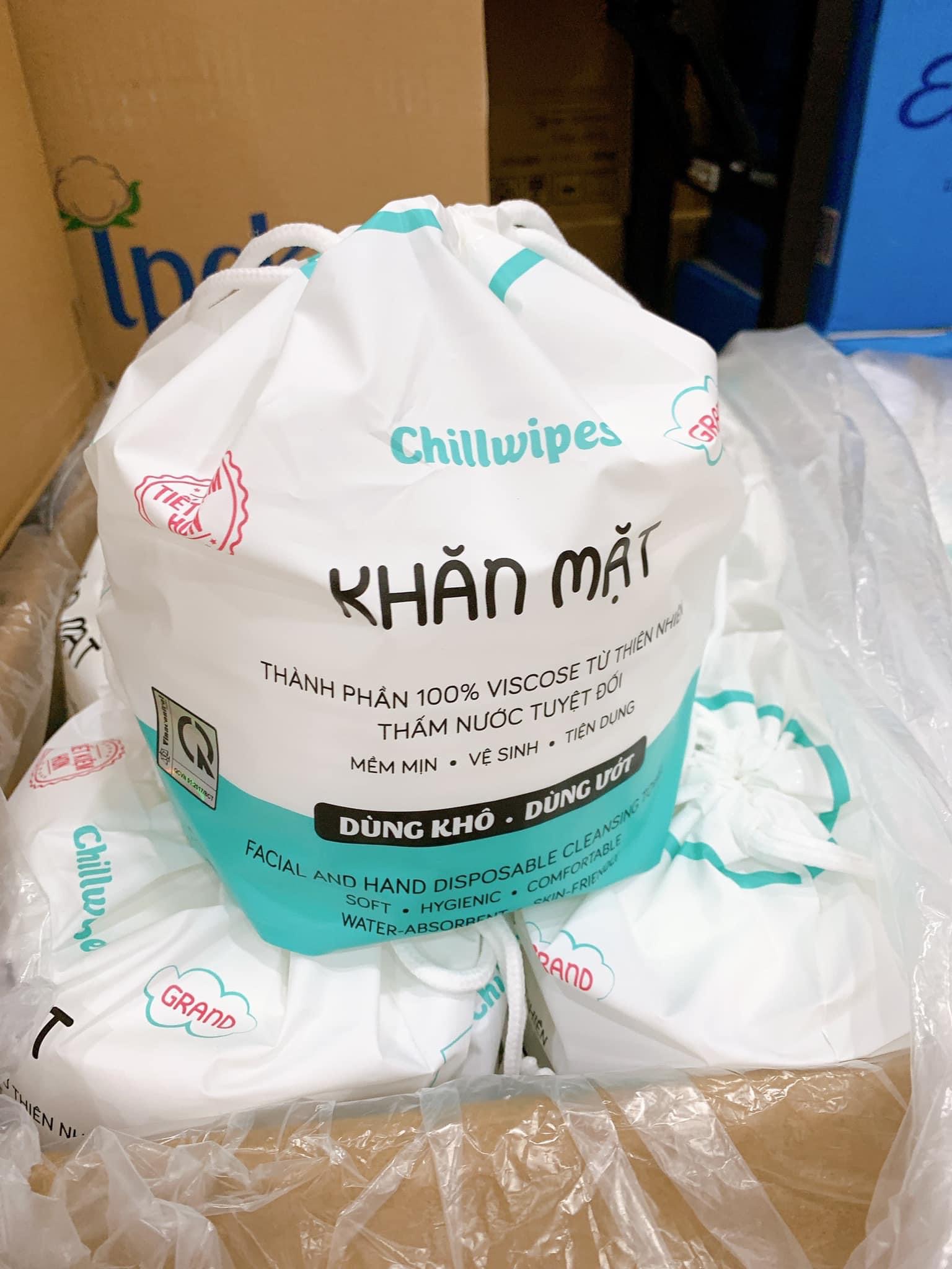 Khăn mặt khô Chillwipes dùng 1 lần, Giấy lau mặt dùng một lần 80khăn/cuộn