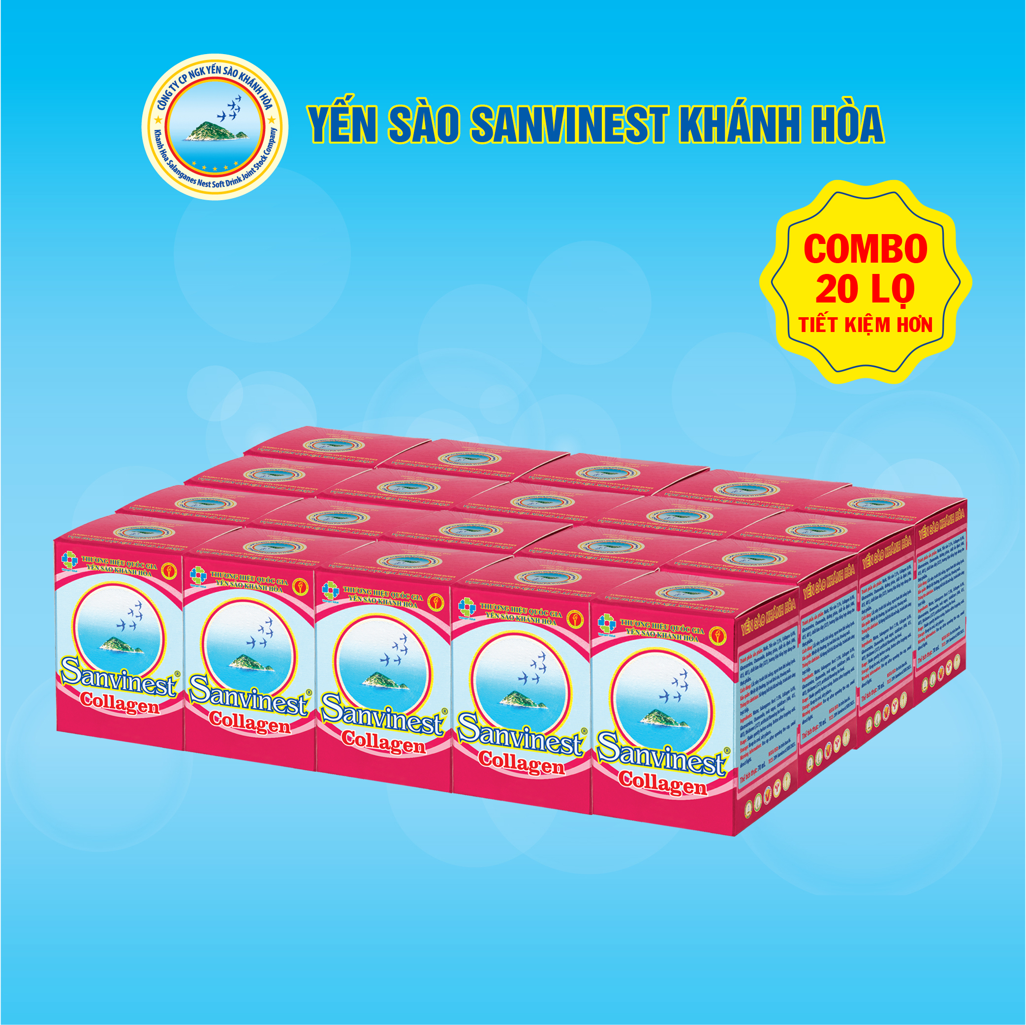 [Combo 20 lọ] Nước Yến sào Sanvinest Khánh Hòa Collagen - 209