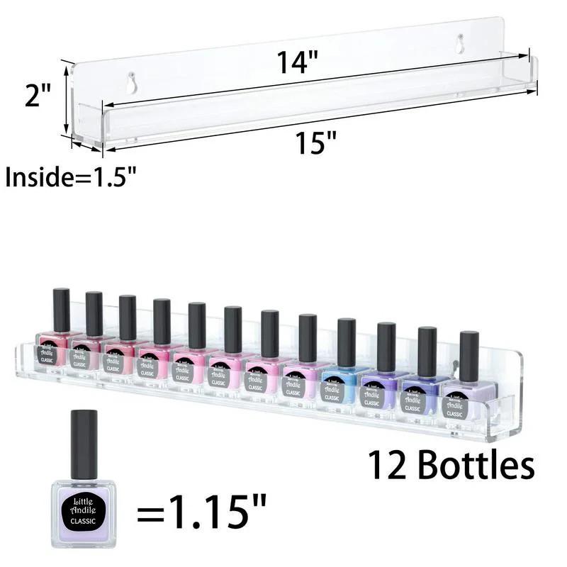 Kệ trưng bày Nail, nước sơn, son, treo tường, kèm miếng dán ốc vít, nhiều màu sắc - 2 Tầng