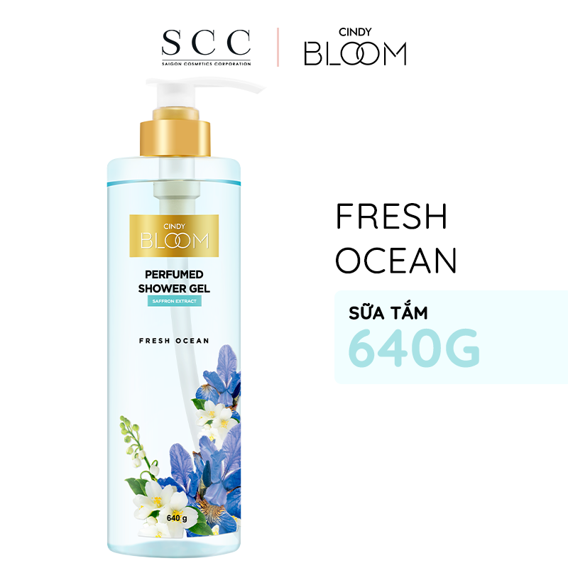 Sữa tắm nước hoa dưỡng ẩm sáng da Cindy Bloom Fresh Ocean mùi hương năng động trẻ trung 640g