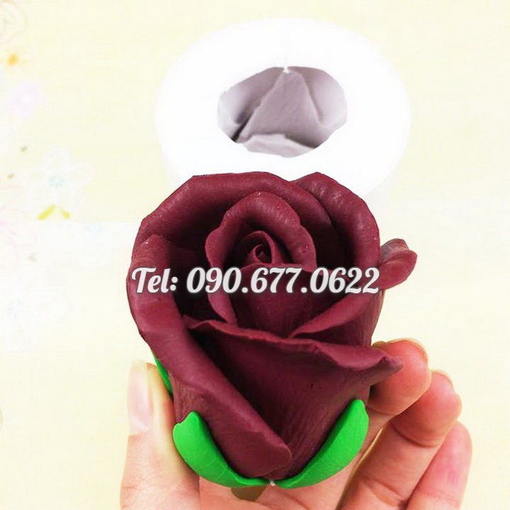 Khuôn silicone làm rau câu hoa hồng búp – Mã số 1080