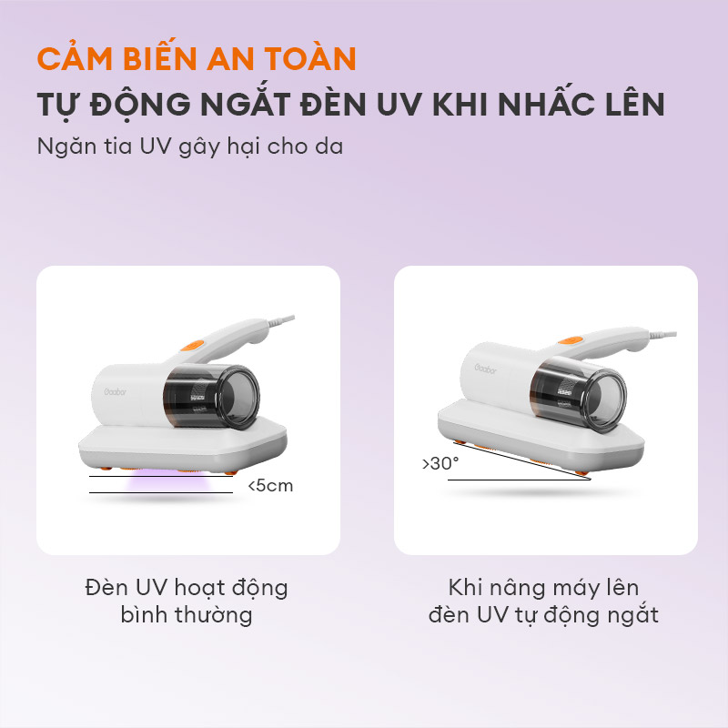 Máy hút bụi giường nệm Gaabor VCD10M-WH02A công suất 300W lực hút 10000PA có tia UV diệt khuẩn chăn ga ghế sofa - Hàng chính hãng