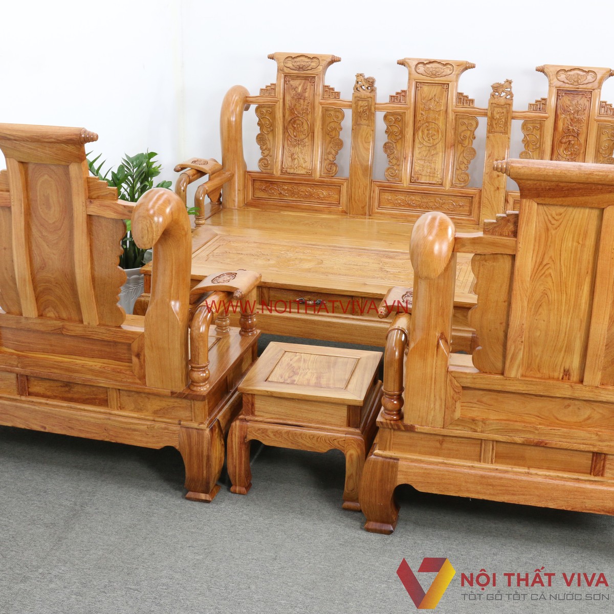 Bộ Bàn Ghế Salon Tần Thủy Hoàng Tay 12 Gỗ Hương Đá 6 Món Cao Cấp Đẹp