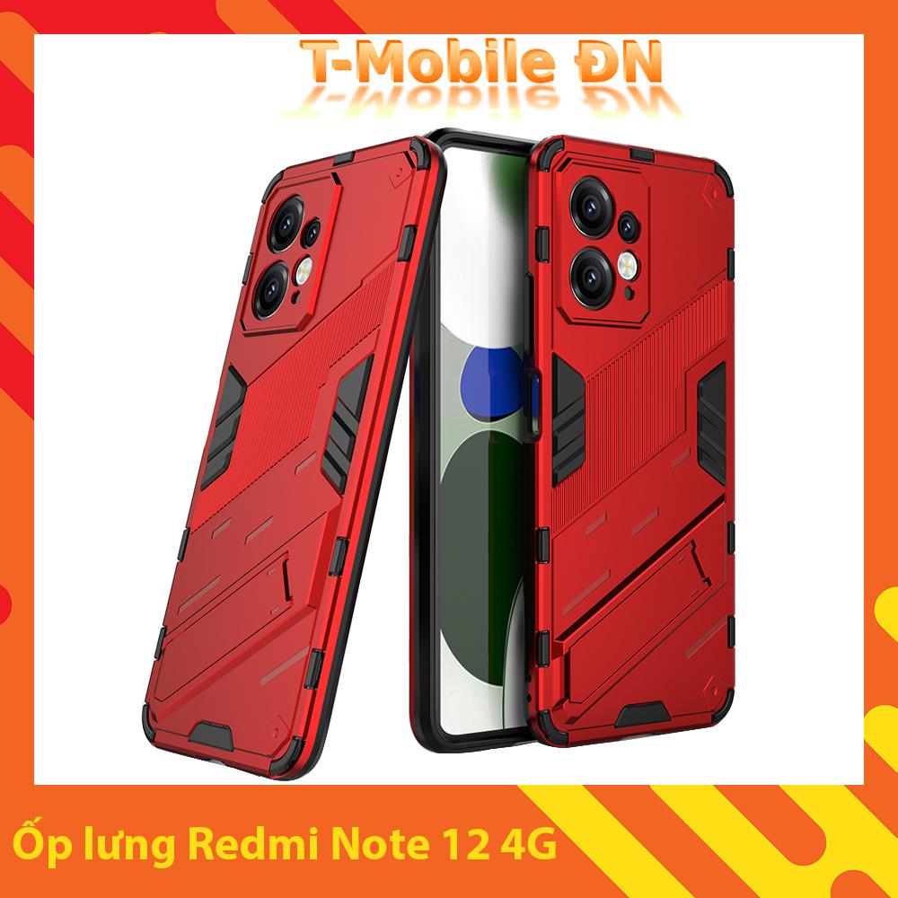Ốp lưng cho Xiaomi Redmi Note 12, Ốp chống sốc Iron Man PUNK cao cấp kèm giá đỡ cho Redmi Note 12 4G