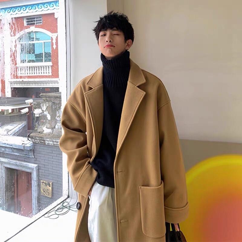 Áo măng tô chất dạ lì túi chéo Áo khoác blazer nam đẹp phối túi chéo mùa đông nam nữ đều mặc phong cách Hàn Quốc