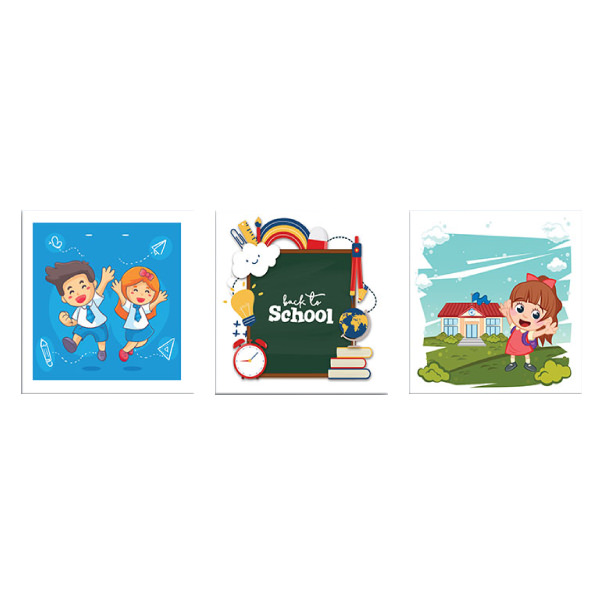 Bộ 3 Tranh Phòng Ngủ Cho Bé Trẻ Em Đáng Yêu Canvas W1192