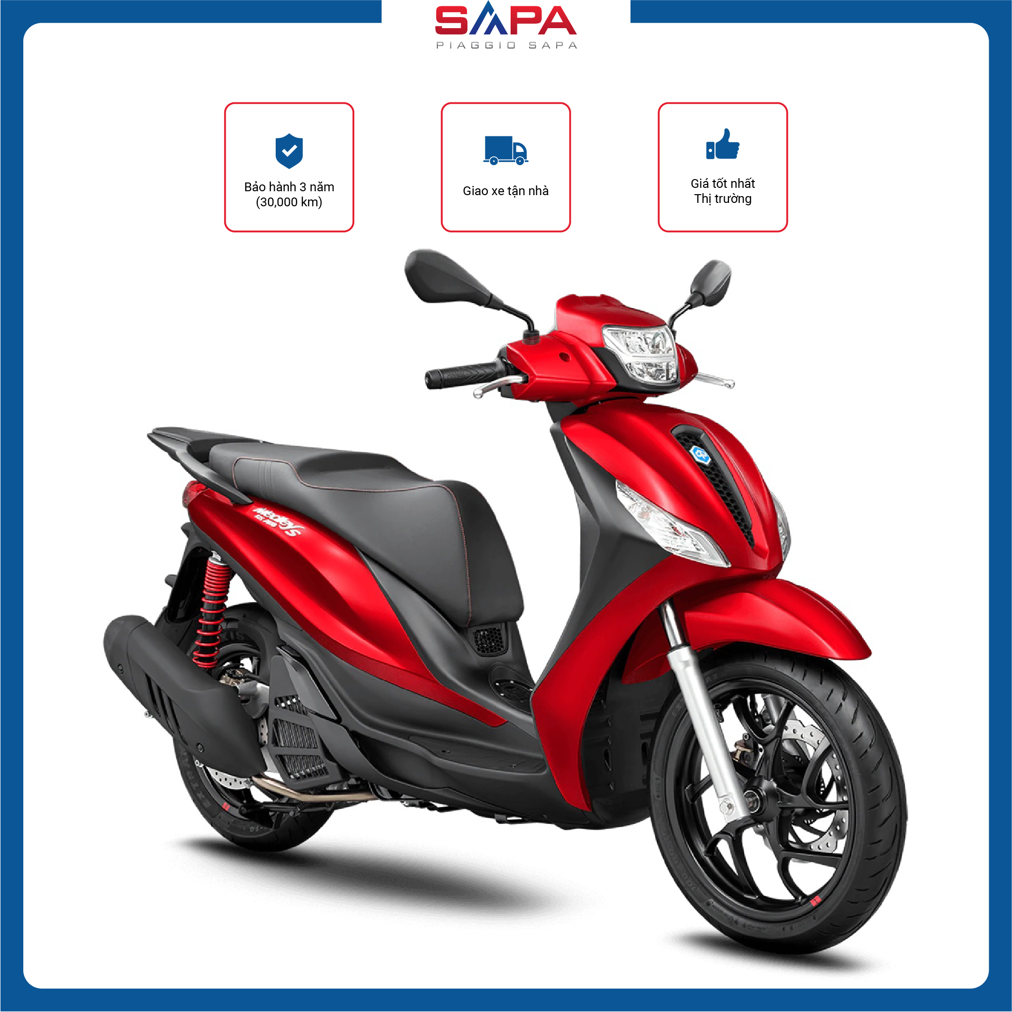 Xe Tay Ga Piaggio Medley S 150 Màu Đỏ Đào Rosso Atla