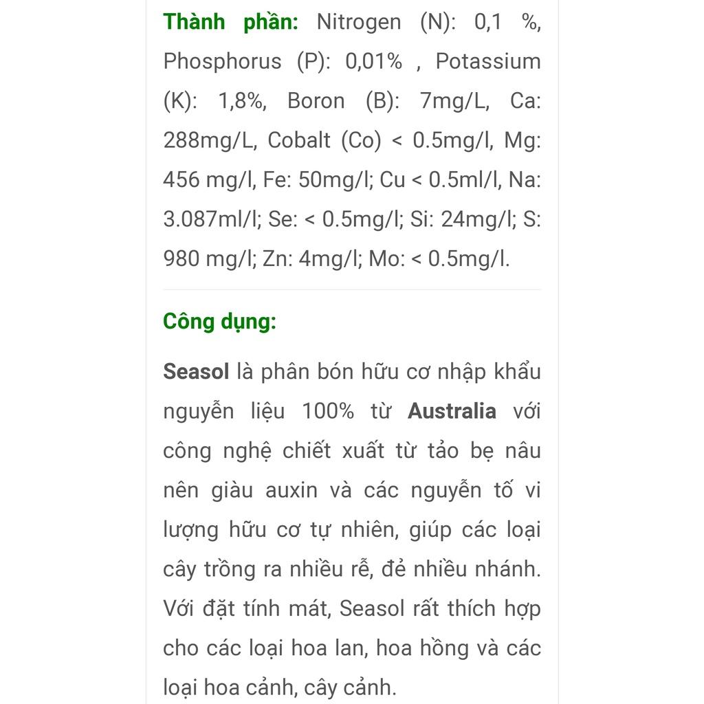 Phân bón chiết xuất từ tảo biển SEASOL chai 1 lít, tốt rễ nhanh, đẻ nhánh khoẻ