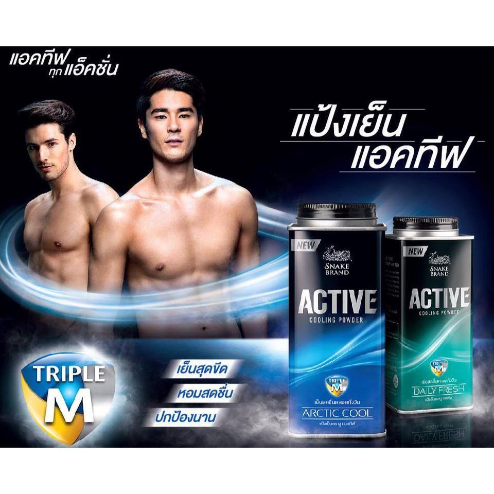 Phấn lạnh cho nam Snake Brand Active Arctic Cool Thái Lan 140g