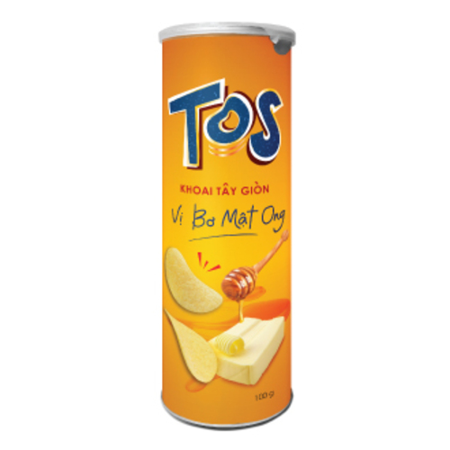 Combo 4 Lon TOS Khoai Tây Giòn Vị Bơ Mật Ong - 100g/lon