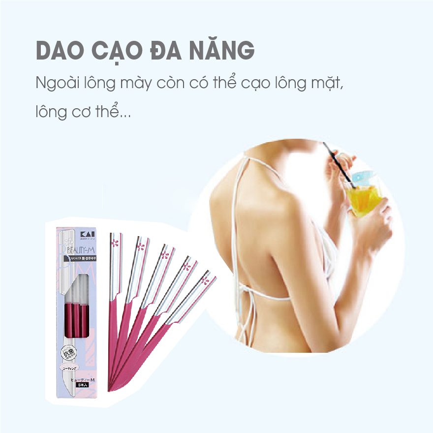 Dao cạo lông mày cao cấp Nhật Disposable BTM-5F1 bộ 5 chiếc (màu hồng)