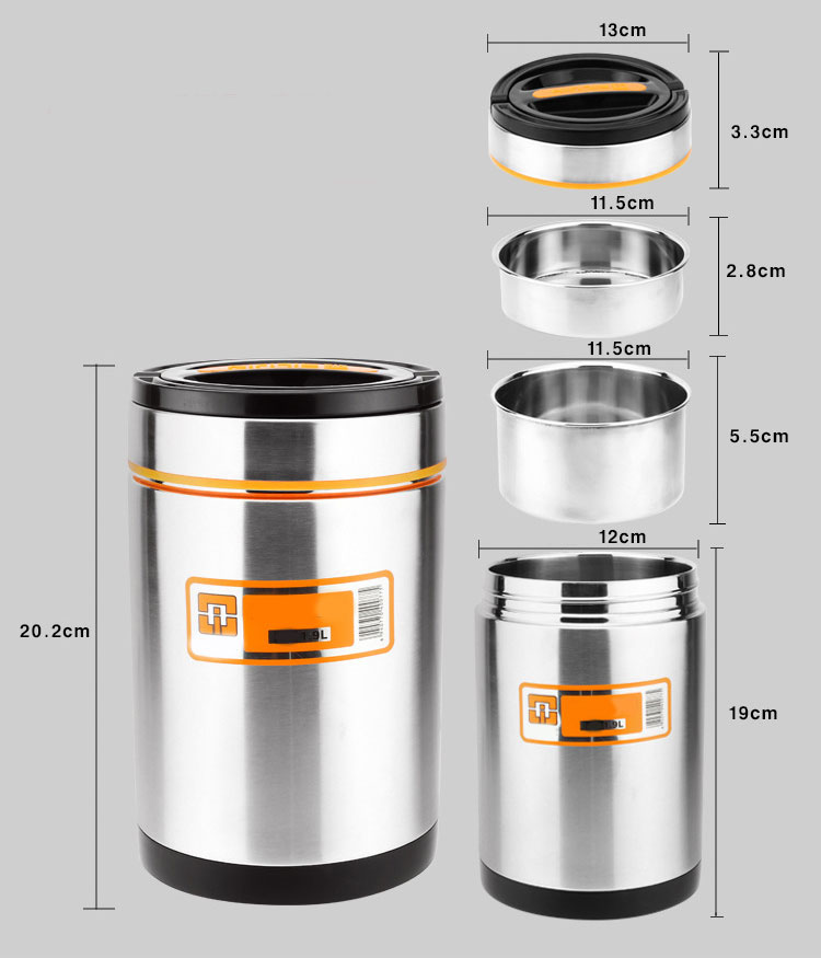 CaMen Hộp Đựng Cơm Giữ Nhiệt Inox 304 1900Ml 3 ngăn Chống Tràn