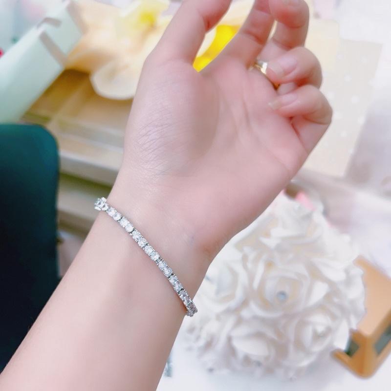Lắc tay xoàn 2 ly xi bạch kim siêu sáng