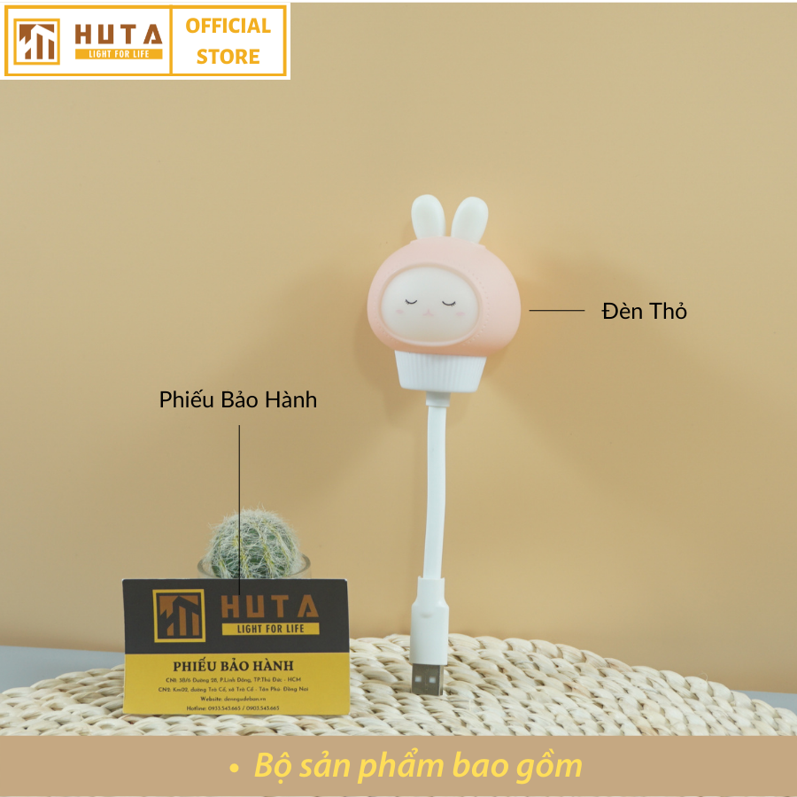 Đèn Ngủ Mini Cho Bé HUTA Hình Thú Cute Chú Thỏ Dễ Thương, Cắm Điện Đầu USB, Uốn Dẻo Nhỏ Gọn Tiện Lợi, Trang Trí Phòng Ngủ, Đèn Vàng