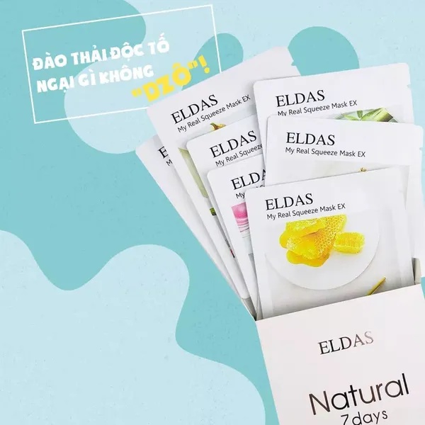 Mặt nạ Eldas Natural 7 Days dưỡng ẩm trắng da căn bóng bề mặt 30g/miếng