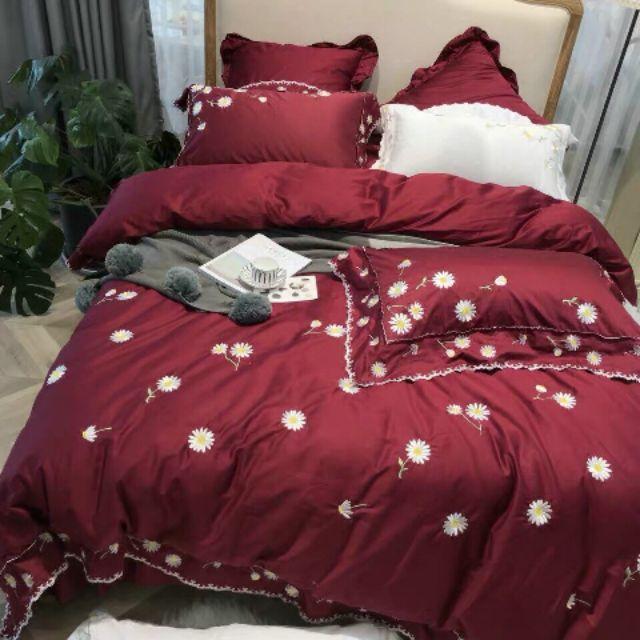 BỘ CHĂN GA GỐI COTTON CÚC HỌA MI