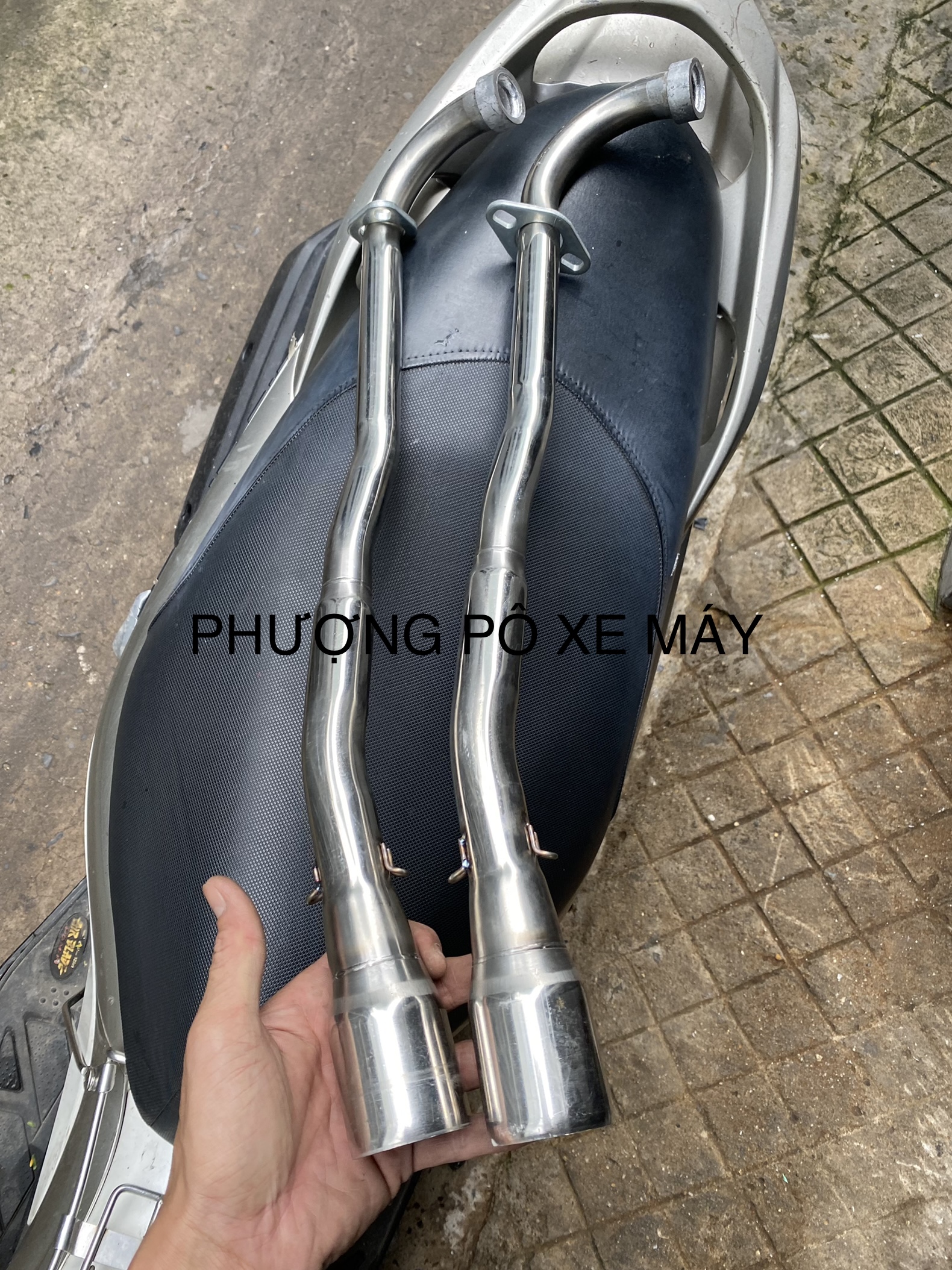 Cổ pô INOX gắn pô độ pô lon 27mmx51mm dành cho xe Sirius Fi / Jupiter Fi