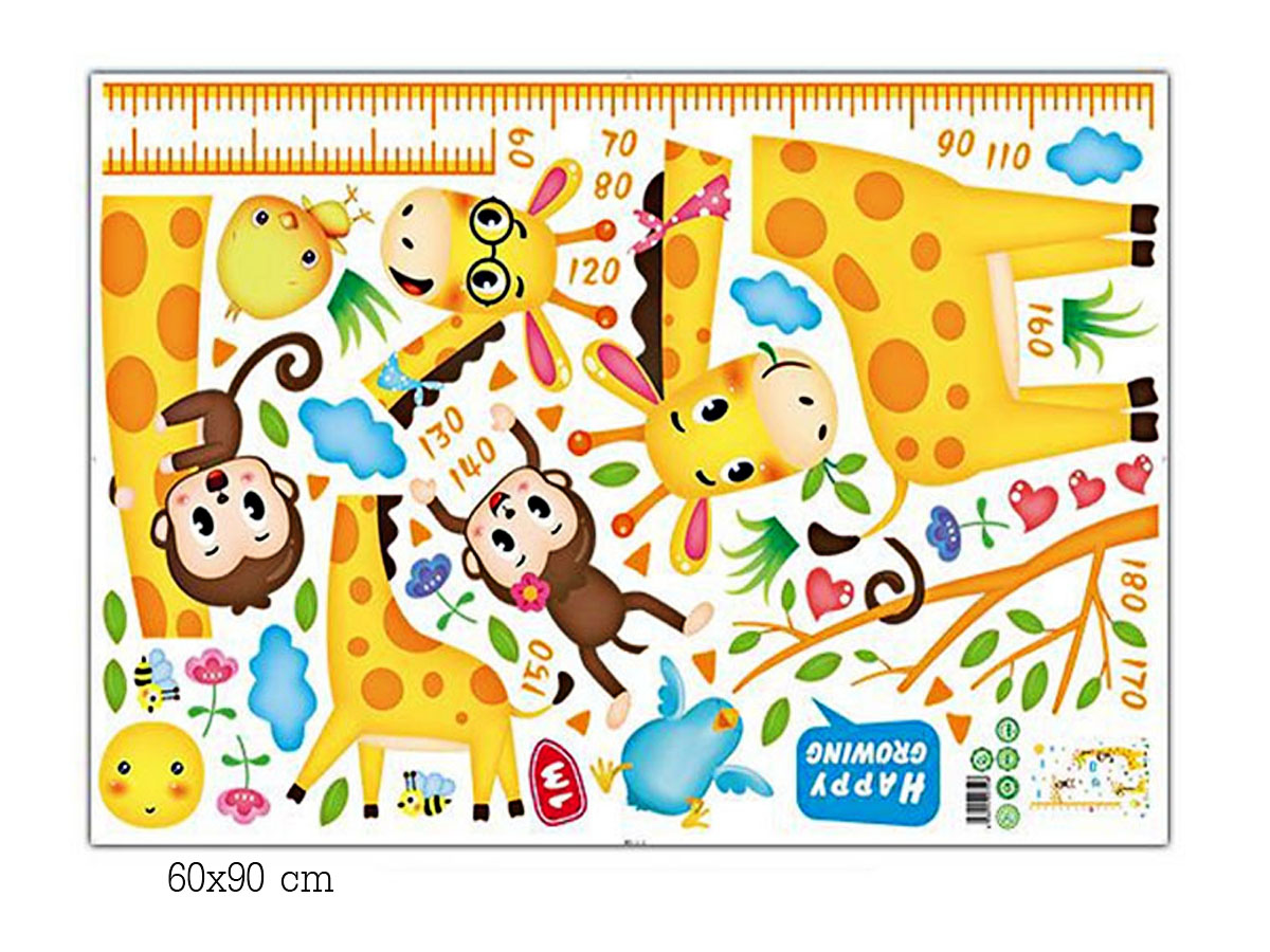 Decal dán tường thước đo chiều cao hươu cao cổ xl8337