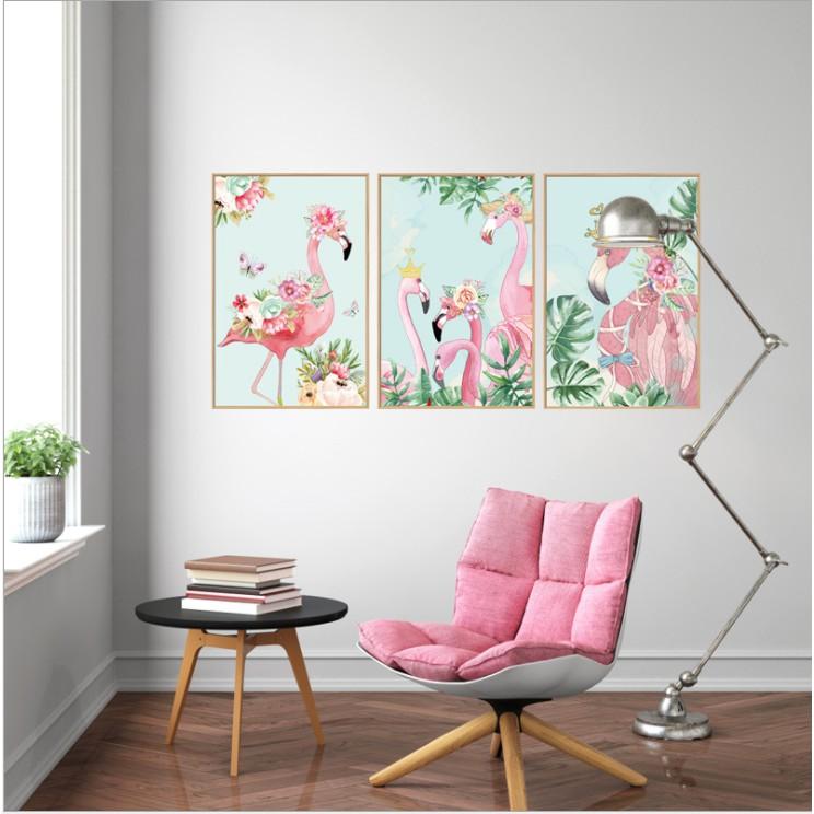 Decal trang trí tường - 3 khung ảnh Cò Hồng phong cách hiện đại