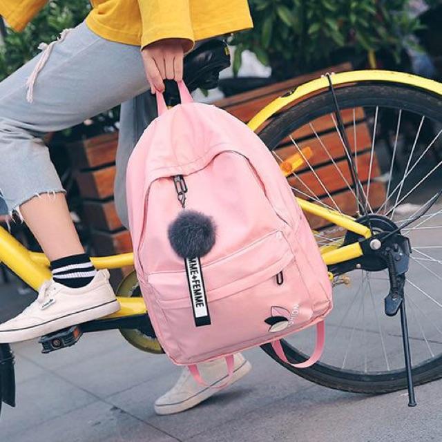 Balo thời trang, balo đi học, đựng laptop Balo Thời Trang 3 Chiễ Lá Cute balo nữ vải