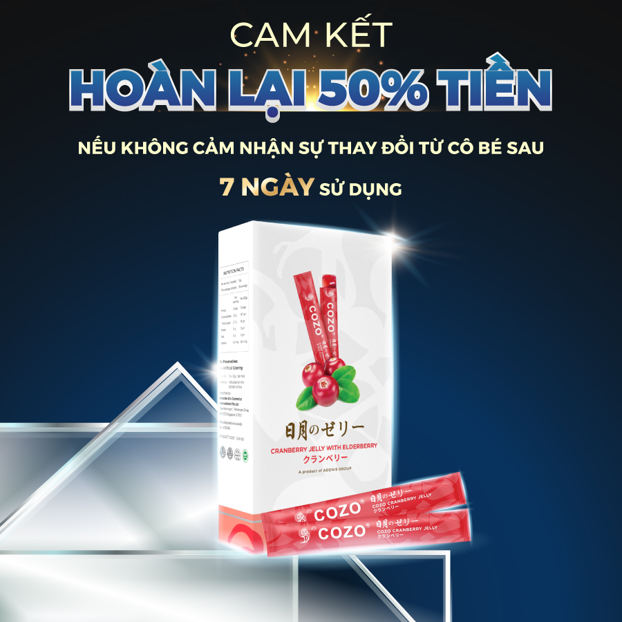 Thạch Giúp Cân Bằng Và Ngăn Nhiễm Trùng Đường Tiết Niệu COZO Cranberry Jelly Chiết Xuất Nam Việt Quất Và Elderberry, Tăng Khả Năng Miễn Dịch