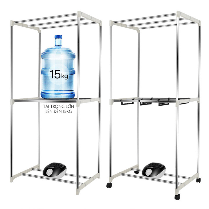Tủ Sấy Quần Áo 2 Tầng Khung INOX Chắc Chắn Công Suất 1000W - Tủ Quần Áo 2 Tầng Tích Hợp Chức Năng Sấy