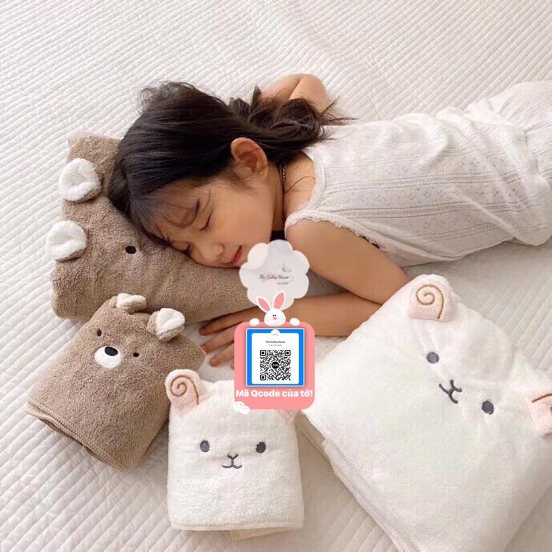 Top khăn mặt khăn tắm nhập khẩu Nhật vải Microfiber siêu thấm hút, siêu nhẹ cho bé hình thỏ gấu  đáng yêu