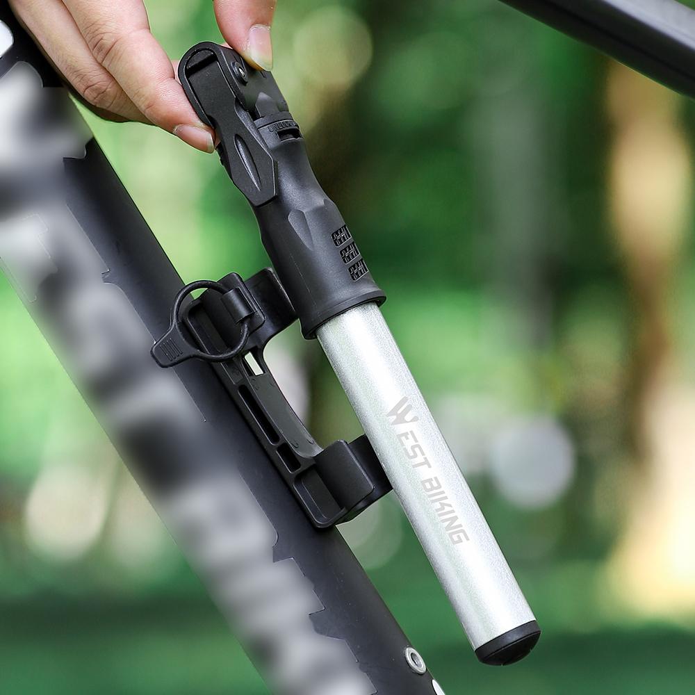 WEST BIKING Mini 100PSI Foot Bicycle Tire Pump Portable Mountain Bike Inflator Basketball Inflator Hand Pump Cycling Accessory