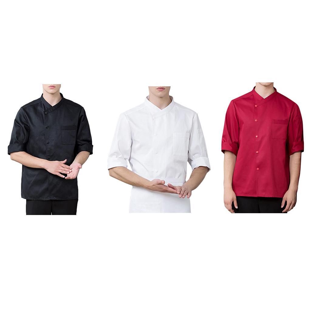 3/4 Sleeve Chef' Jacket Kitchen Cook Coat Uniforms Unisex M