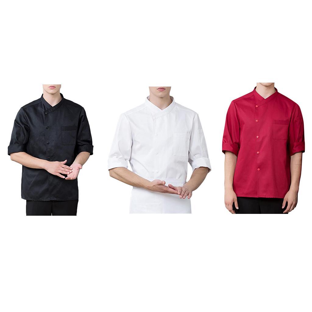 3/4 Sleeve Chef's Coat Jacket Kitchen Cook Coat Uniforms Unisex