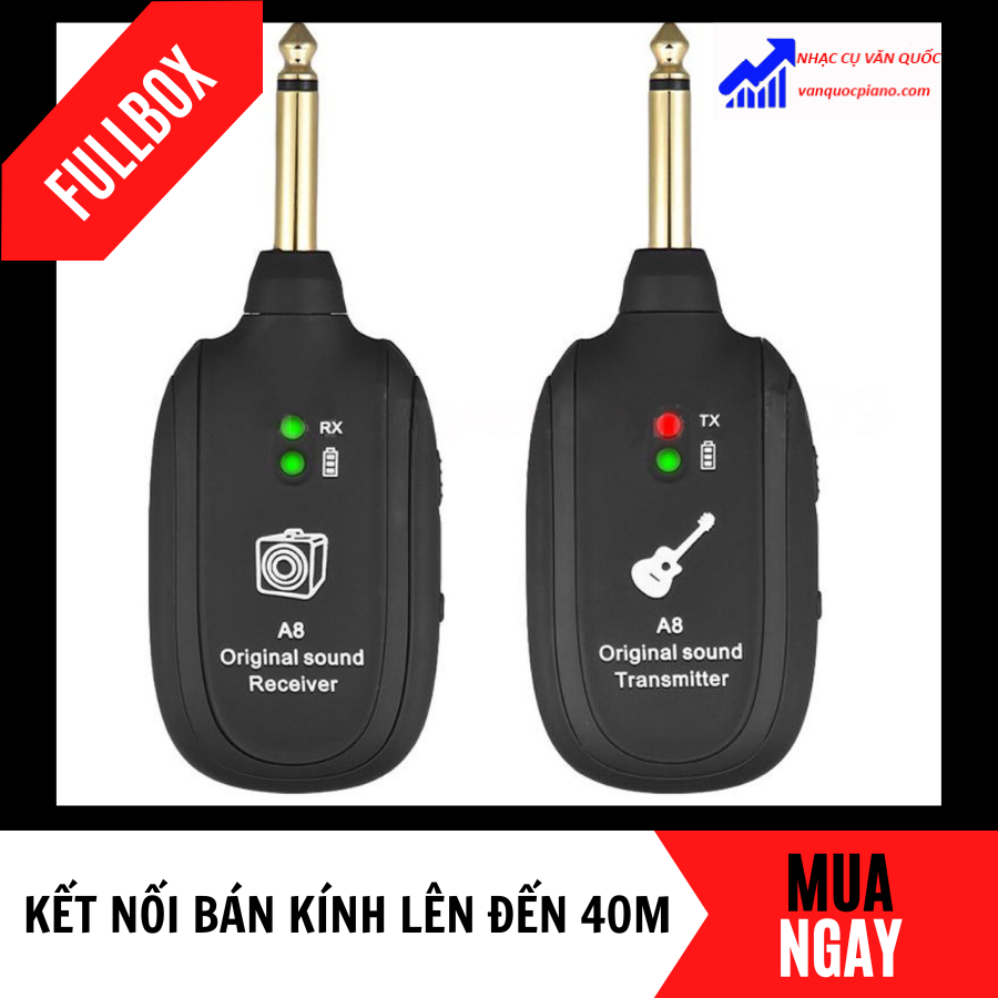 Đầu thu phát âm thanh đàn ghi ta không dây A8 có thể sạc lại có cáp sạc USB