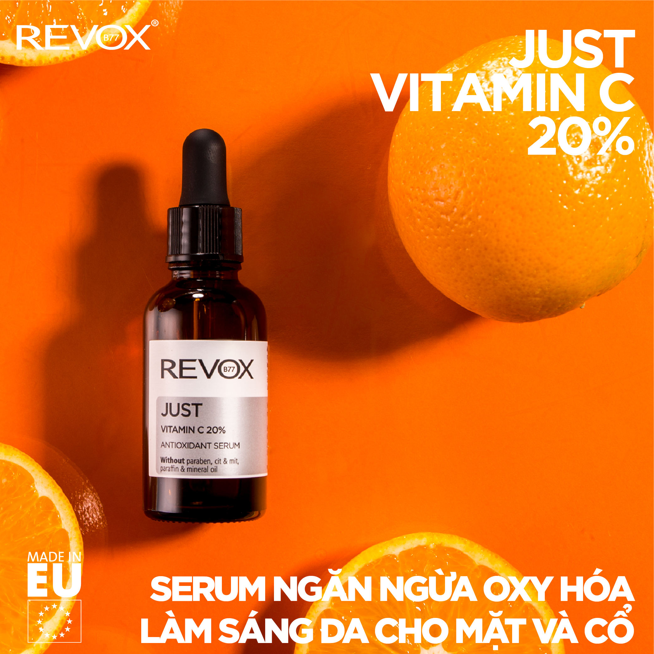 Serum ngăn ngừa Oxy hóa làm sáng da cho mặt và cổ Revox B77 Just - Vitamin C 20%