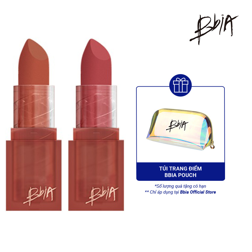 Combo 2 Son BBiA Last Powder Lipstick tặng 1 túi trang điểm hologram 3.5g