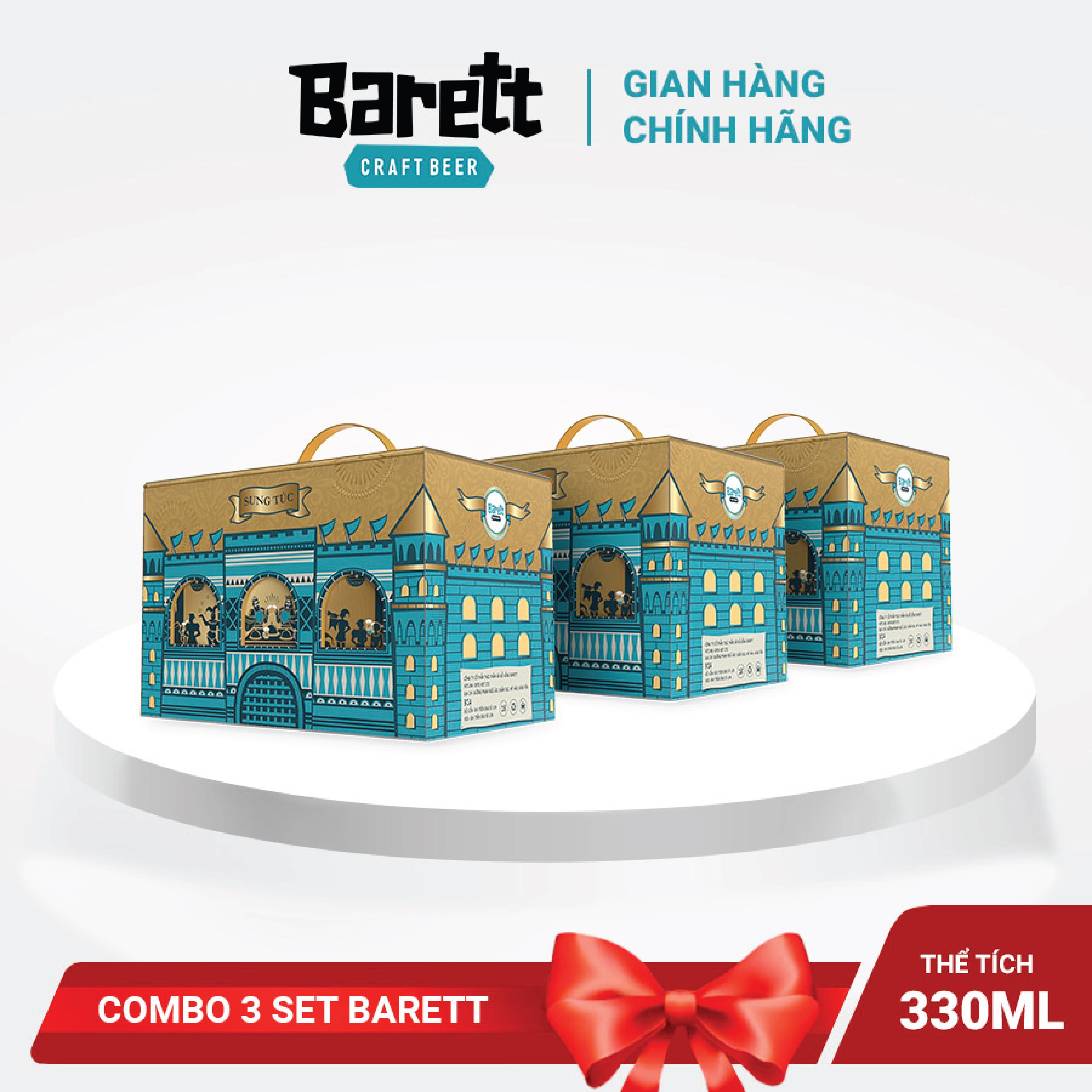 Combo 5 thùng bia Barett mix 5 vị (6 lon/thùng)