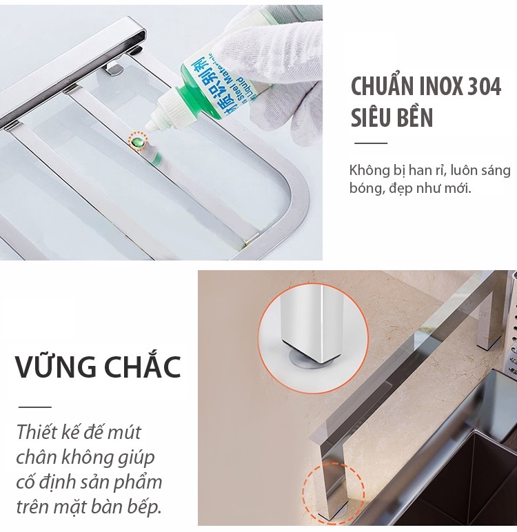 Kệ Bếp - Kệ Chén Inox, Kệ Úp Chén, Kệ Để Chén Bát Trên Bồn Rửa INOX 304 Cao Cấp - 85 Cm