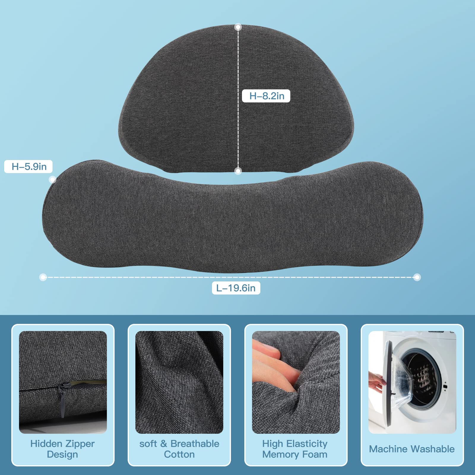 Gối Nắn Đốt Sống Lưng và Cổ Lorddream Dark Grey Dark Space Memory Foam Pillow