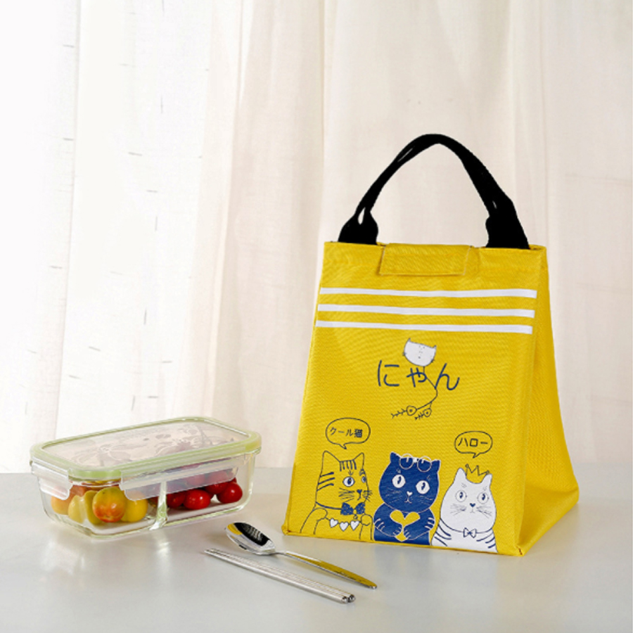 1 túi giữ nhiệt cơm trưa văn phòng họa tiết mèo dễ thương Phong Cách Nhật Bản – Lunch Bag D