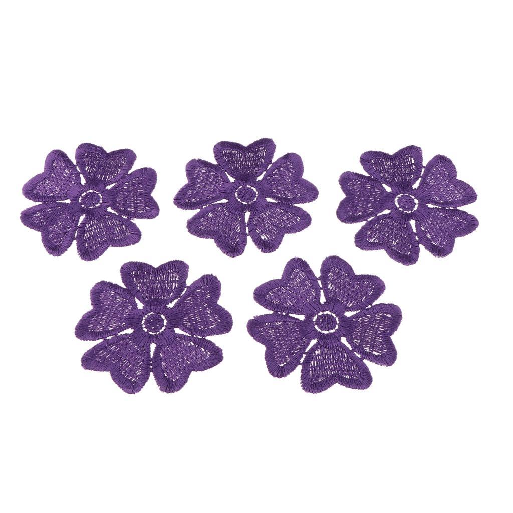5Pcs Embroidery Flower Sew On Patch Badge Clothes Fabric Applique