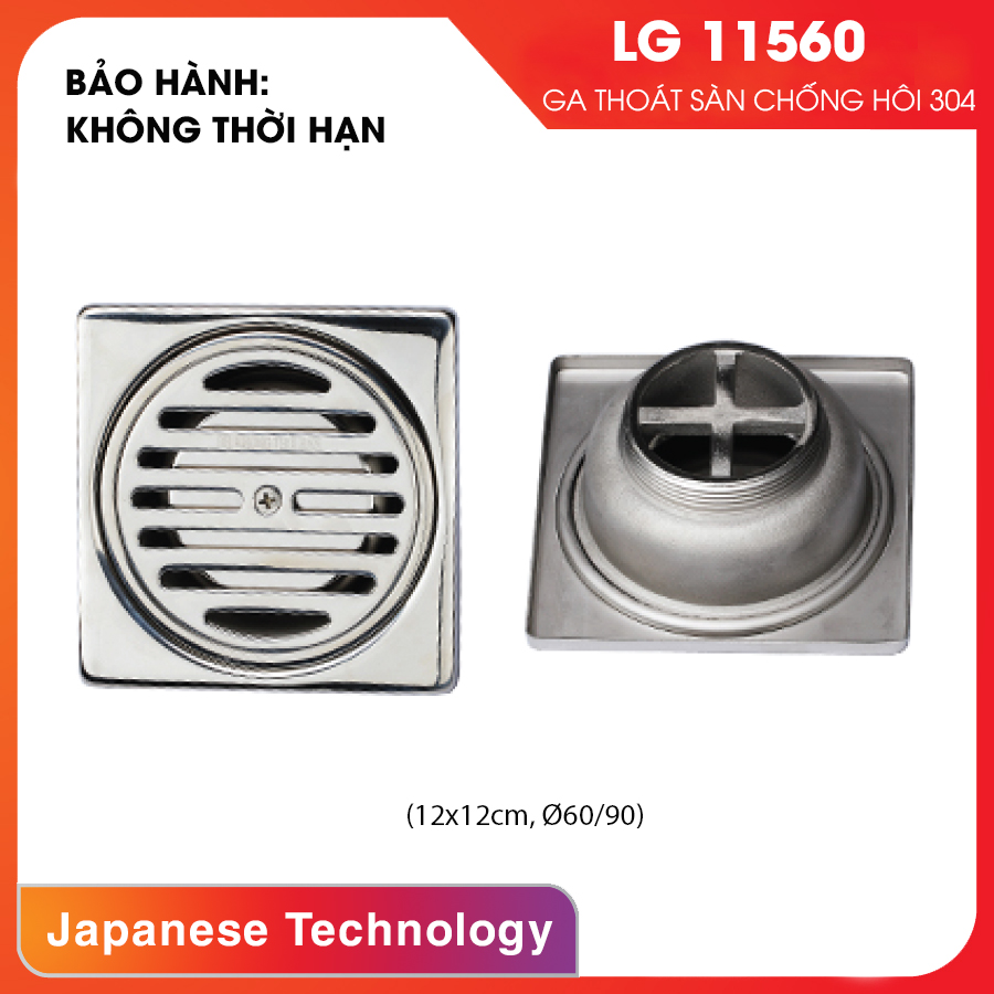 Ga thoát sàn chống hôi Inox 304 - Phi  60/90 LG11560