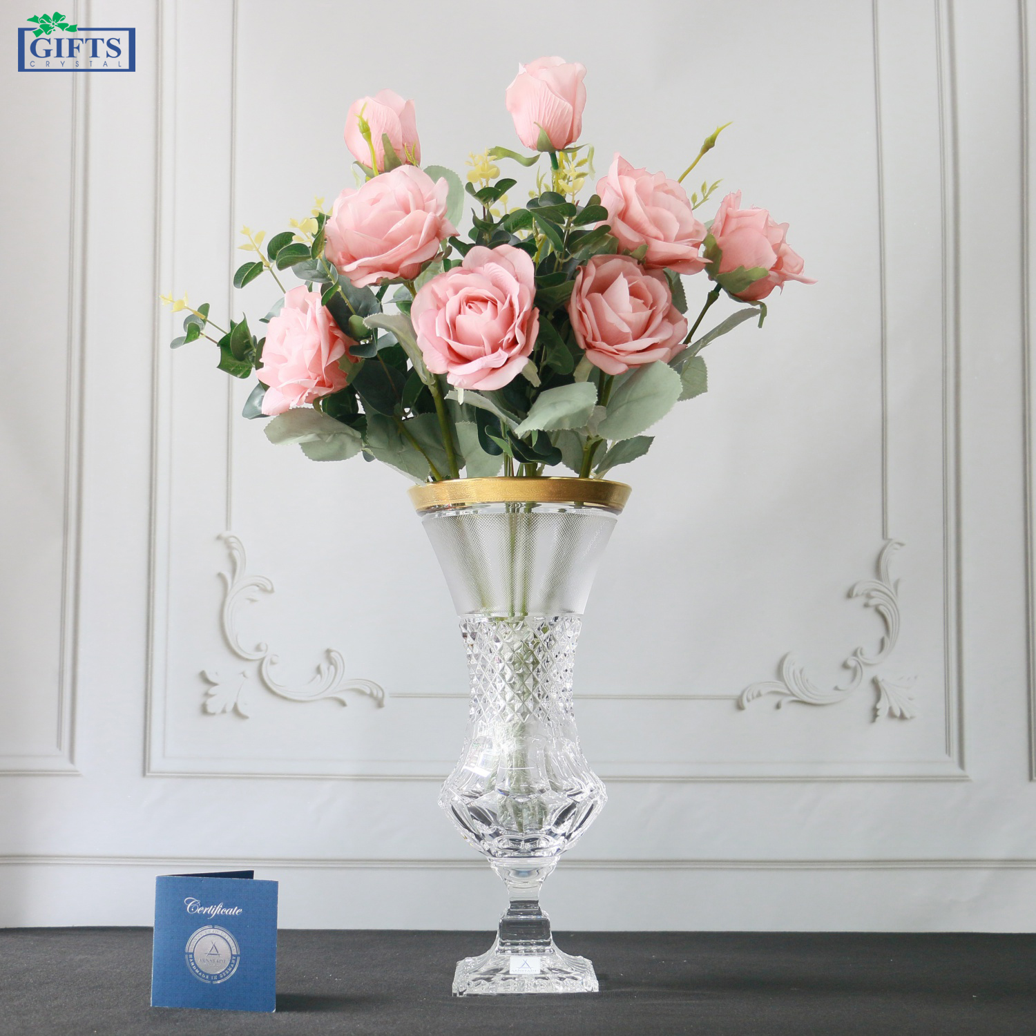 Bình cắm Hoa Pha lê Mạ vàng Rococo Arnstadt cao 34cm