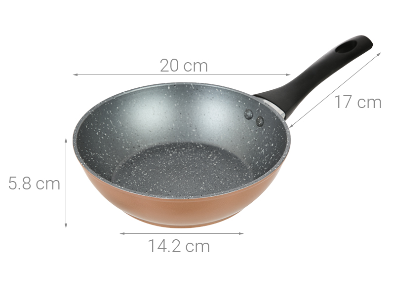 Chảo vân đá chống dính đáy từ 20 cm Greencook GCP221-20IH - Hàng Chính Hãng
