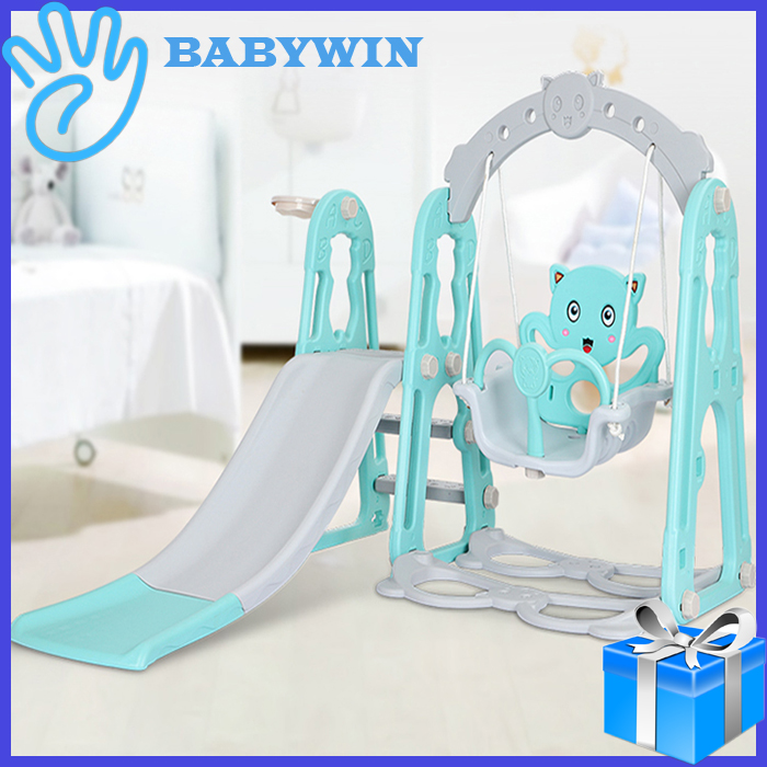 Cầu trượt xích đu BABYWIN441 Đồ chơi vận động cho bé bao gồm cầu trượt xích đu kèm bộ bóng rổ