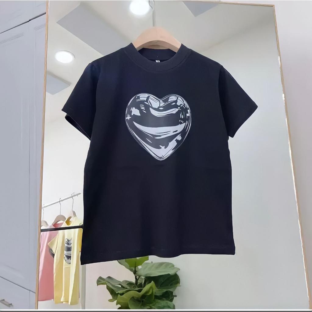 Áo Thun Baby Tee Hình Quả Táo Cổ Tròn Cộc Tay Dáng Rộng