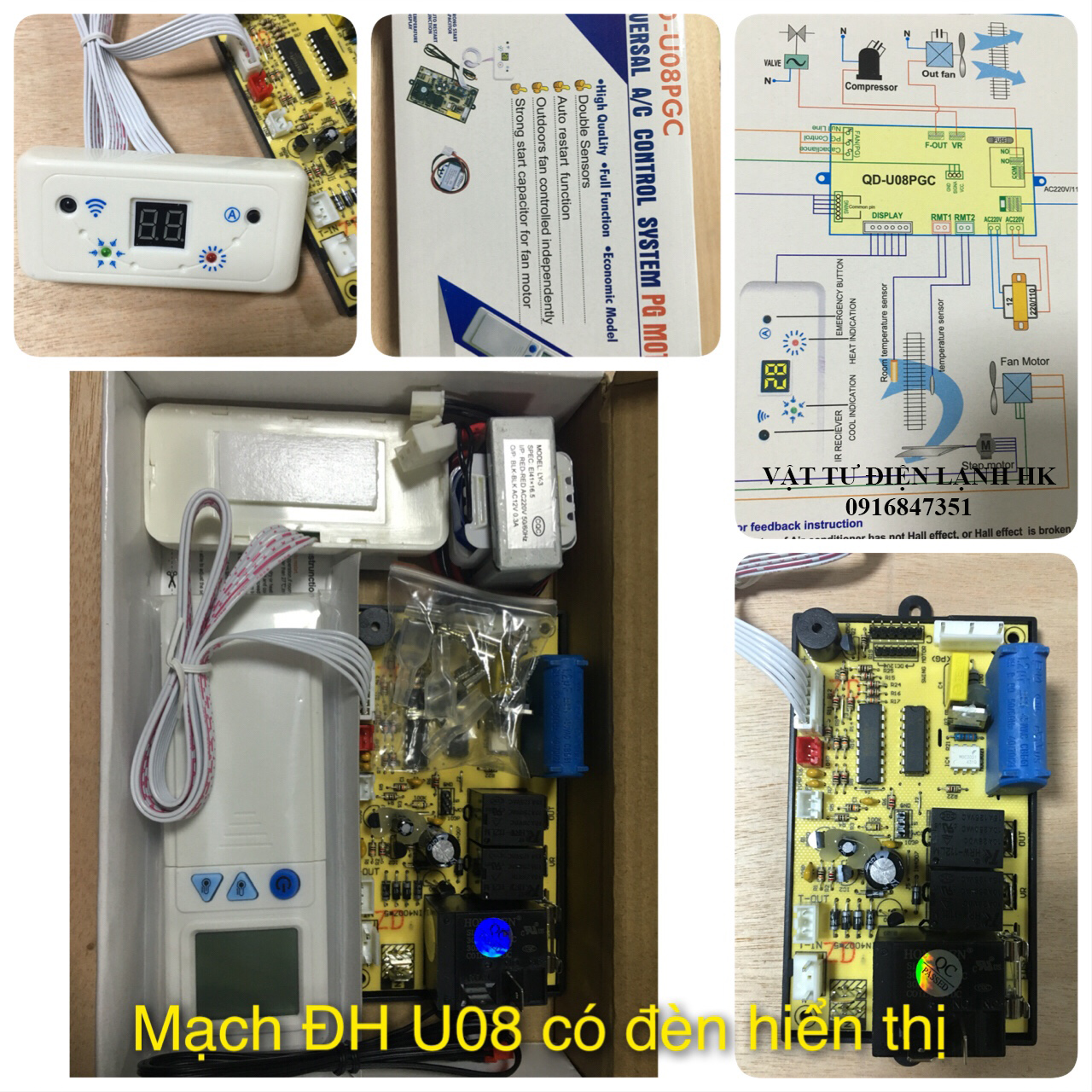 Bo mạch điều hoà đa năng có hiển thị nhiệt độ U08PGC YMPCB-PG01A Broad máy lạnh