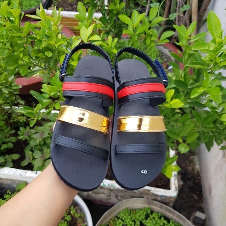 dép quai hậu nữ sandal đồng nai ( đế đe ) quai hậu đen pdoois nhủ đồng có đủ size ib chọn thêm