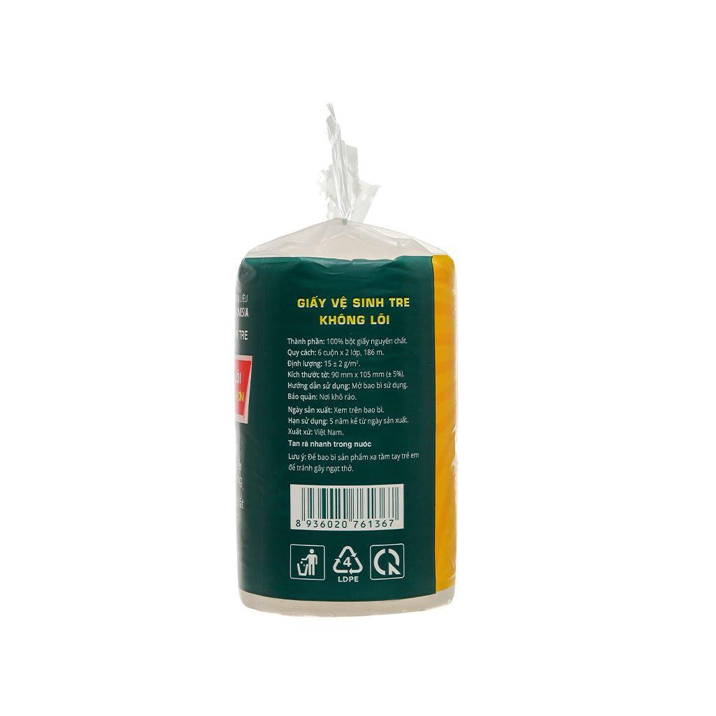 GIẤY VỆ SINH TRE KHÔNG LÕI LENCY LỐC 6 CUỘN - 2 LỚP – 31M