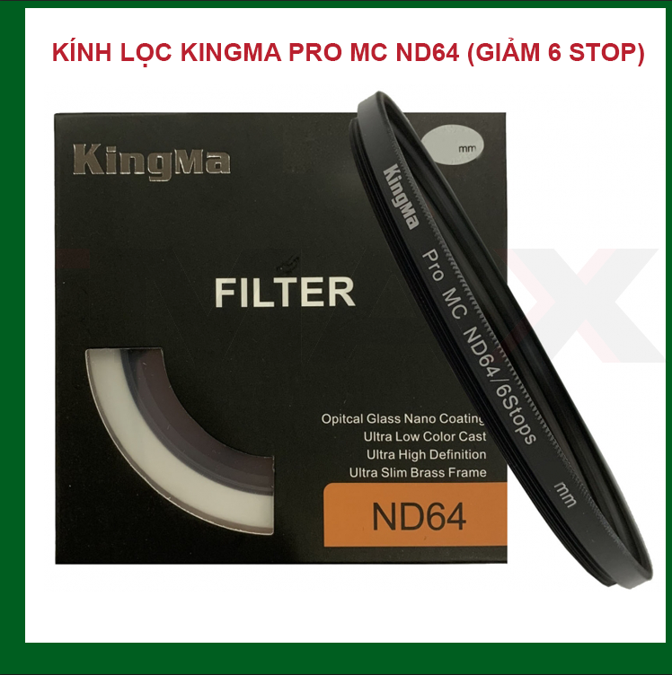 Kính lọc Kingma ND-64 - 52MM, 55MM, 58MM, 62MM, 67MM, 72MM, 77MM, 82MM, (GIẢM 6 STOP) - HÀNG CHÍNH HÃNG