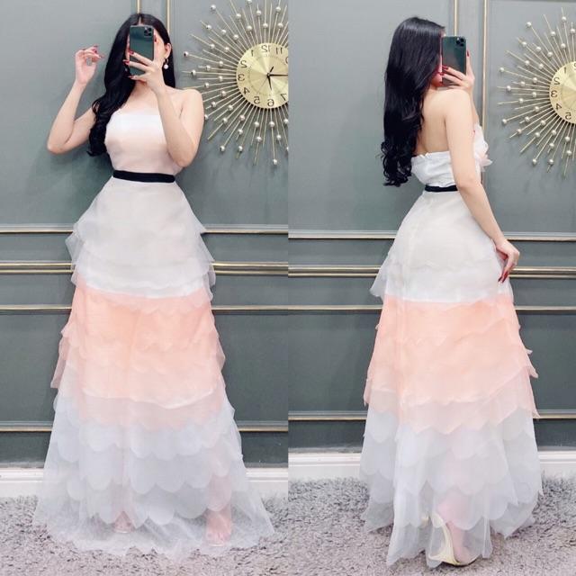 Đầm Maxi cúp voan màu xếp tầng SIÊU XINH -MS32V- Size M/L đến 58kgMM MM